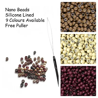 Nano Beads Micro Rings Silicone Lined 3MM Hair Extensions 125 FREE Puller Tool • £3.97