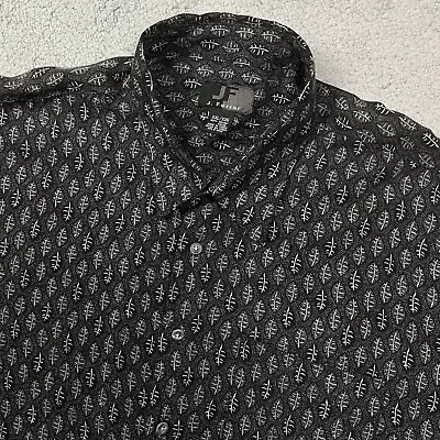 J. Ferrar Mens Black Leaf Print Casual Short Sleeve Button Up Shirt Size XXL • $19.95