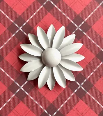 White Vintage Metal Enamel Daisy Flower Pinflower Broochbridal Bouquetcorsage • $14
