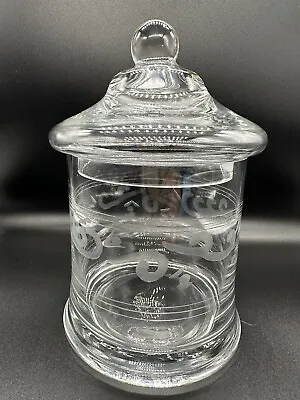 Vintage 7.5 X4” Apothecary Jar Canister Clear Glass Etched Swirl Detailing • $24.99