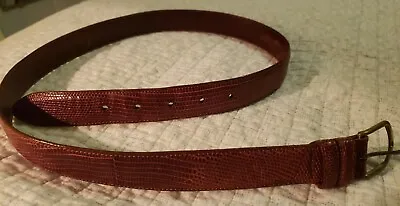 Coach Lizard Belt Mens 36/90 Brown Leather Classic Solid Brass Buckle • $25