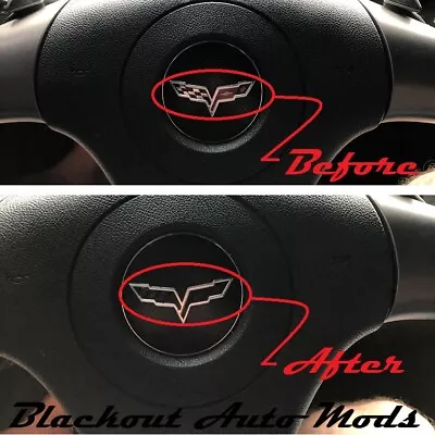 C6 Corvette Steering Wheel Flag Emblem Decal Blackout Carbon Fiber 2006-2013 • $4.95