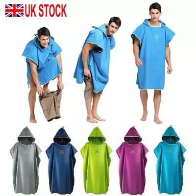 Unisex Hooded Poncho Adult Absorbent Quick Dry Beach Swimming Bath Changing Robe • £18.99