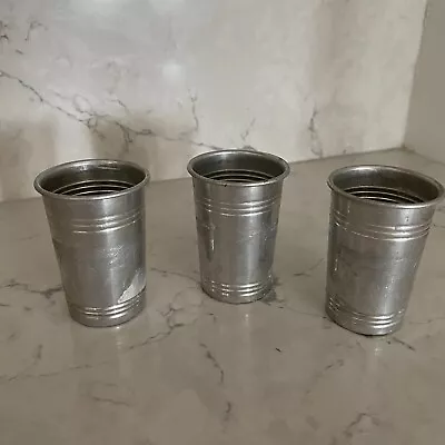 Vintage Aluminum Retro Drinking Shot Glasses Collectible Lot Of 3 • $28.63