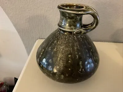 £8 • Buy Studio Pottery Handle Vase Jug Unusual Shape Signed