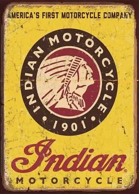 1901 INDIAN MOTORCYCLE Retro Rustic Look Vintage Tin Metal Sign Man Cave Shed-G • $12.99