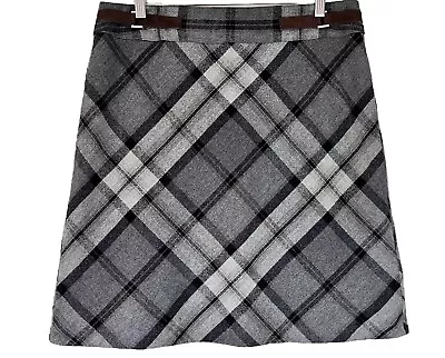 Taifun Tartan Wool Skirt - Size 16 - Gerry Weber Black Grey Checked Kilt Short • $31.02