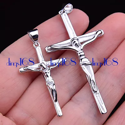 925 Sterling Silver Hypo-allergenic Crucifix Cross Pendant + Necklace Chain C4J • $18.99