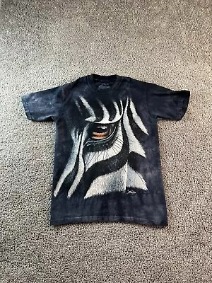 The Mountain Shirt Mens Small Black White Big Zebra Eye Print Tie Dye Casual • $16.19