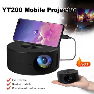 Projector 15±3 ANSI Lumens 1080P 3D LED 4K Mini USB Video Home Theater Cinema • £31.19