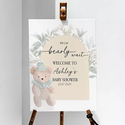 Personalised Baby Shower Welcome Party Sign Poster Print Teddy Bear - A5-A2 • £4.99