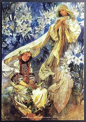 Madonna Of The Lilies By Alphonse Mucha Art Print Postcard Unposted Unused • $1.95