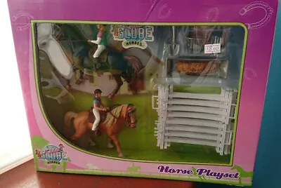 £17.99 • Buy Kids Globe Horse Playset 2x Horses & Riders With Accessories Fencing Horse Toys