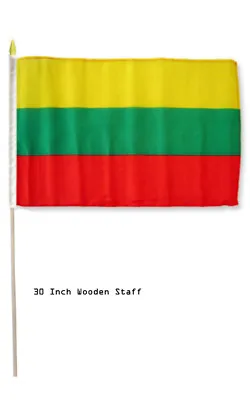 $8.88 • Buy 12x18 12 X18  Lithuania Country Stick Flag 30  Wood Staff
