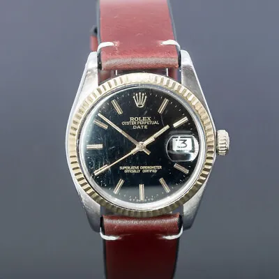 Vintage Rolex 1501 Oyster Perpetual Date Two Tone Black Dial Watch C/1974 #62421 • $6500