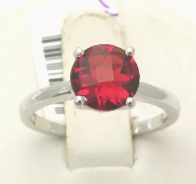 R80808S 1.5ct Ruby Red Helenite Round Checkerboard Cut Sterling Silver Ring • $32