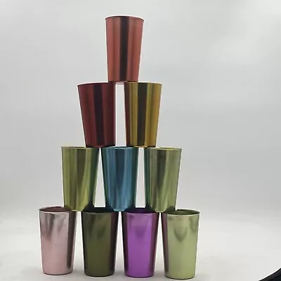 VTG Color Aluminum Cups Tumblers Bascal MCM Set Of 10 Mid Century Modern • $29.95