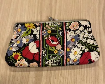 Vera Bradley Double Kisslock Wallet Red Green Floral Pattern Silver Hardware • $14.99