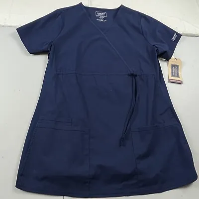 Cherokee Maternity Scrub Top Women Size Small Navy Blue 2 Way Stretch Pull Over • $24.99