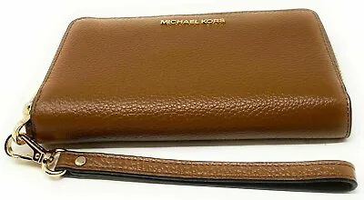 NWB Michael Kors Jet Set Phone Case Wallet Wristlet Brown Leather $198 Dust Y • $88.99