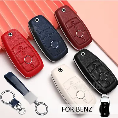 For Mercedes Benz E Genuine Leather Remote Fob Shell Holder Car Key Cover Case • $39.40