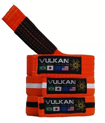 Vulkan Kids Jiu-jitsu Orange Belt W/ Black Stripe Size M1 New Made In Brazil🇧🇷 • $20.99