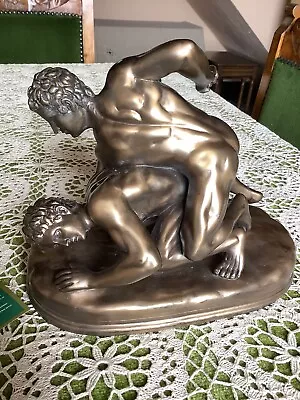 Large Cold Cast Bronze Sculpture Two Male Wrestlers Signed O Tupton • £16