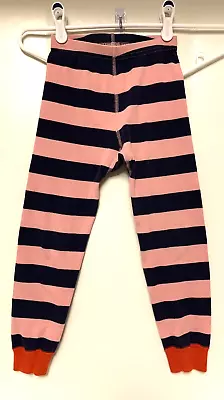 Hanna Andersson Girls 110 US 5 Pajamas Pants Long Johns Pink Navy Stripes Orange • $7.06