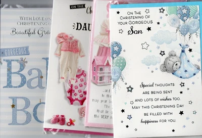 £1.79 • Buy Christening Card Boy For Your Son & Our Grandson Great Grandson Choice 20 X14 Cm