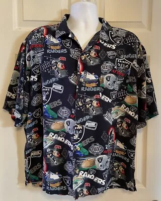 Vintage NFL Oakland Raiders Football Button Front Hawaiian Shirt - Men’s Size XL • $14.99