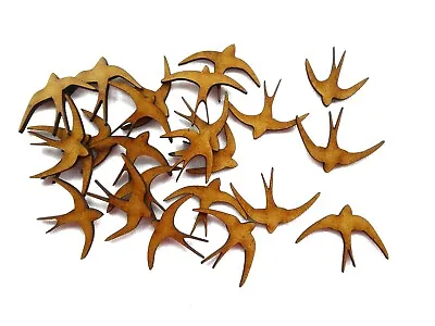 26x WOODEN MDF SHAPES SMALL SWALLOW BIRDS EMBELLISHMENT LASER CUT ORNAMENTS SET • £5.61