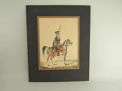 Antique L.W.Wittich Matted Hand Colored Military Print Horse & Rider Germany • $19.95