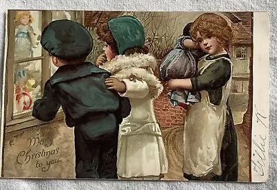 BEAUTIFUL ERNEST NISTER Bavaria CHRISTMAS Vintage Postcard 1905 Children Doll • $9.99