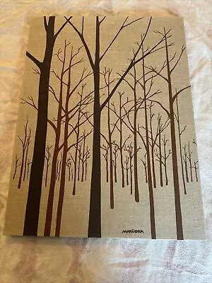 VINTAGE 1982 MARUSHKA TREES FABRIC ART SILK SCREEN On LINEN 18x24 On Frame • $99