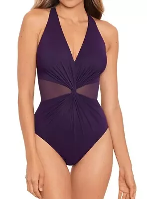 Miraclesuit SANGRIA Illusionist Wrapture Halter One Piece Swimsuit US 16 • $69.88