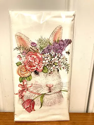 Mary Lake Thompson  White Bunny With Floral Crown  Flour Sack Towel • $9.75