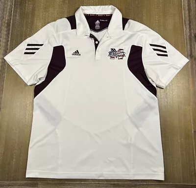 Mississippi State Bulldogs Polo Shirt Mens XL White Adidas Scorch American Flag • $32.99