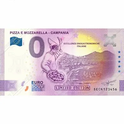 0 € Zero Euro Souvenir Banknote Italy 2020 Pizza Mozzarella Campania Original • £3.62