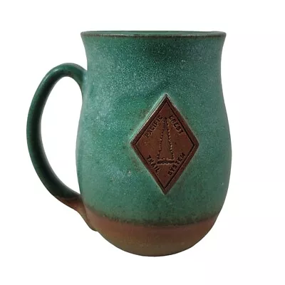 Costco Pacific Crest Trail System Mug Green Round Pottery Stoneware Glaze Clay • $20
