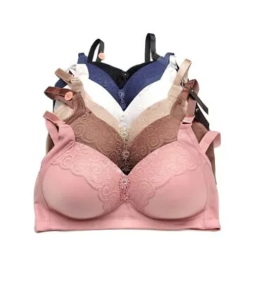 Full Coverage Wide Side Support 3 Hook Lace Light Padded Wireless No Wire Bras • $18.01