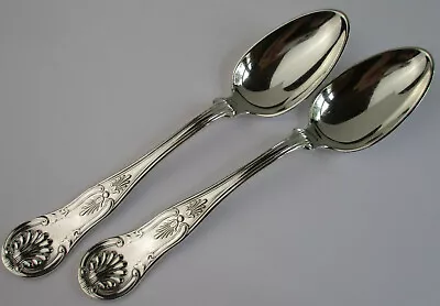 J E Caldwell Kings Pattern 2 Place Spoons 7  Sterling Silver Mid 19th Century • $210