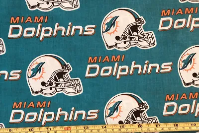 Tina SCRAP 8 X21  Remnant Fabric 100% Cotton Miami Dolphins Football • $2.79