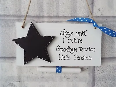 Chalkboard Countdown To Retirement Plaque Shabby Chic Fun Wooden Sign Gift  • £5.99