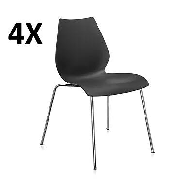 Kartell Maui Set Of 4 Polypropylene Antranced Chrome Flame Retardant Chairs 2891/1m New • £512.54