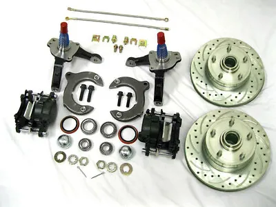 Mustang II Front Disc Brake Kit Big 11  CHEVY Rotors + Stock Spindles SS Lines • $419.87