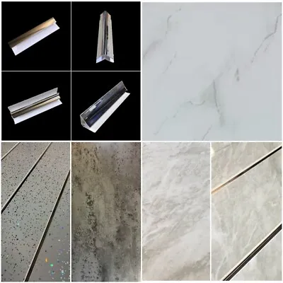 Marble Sparkle & Chrome Wall Panels & Bathroom Trims Shower Wall Cladding PVC • £35