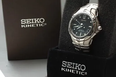 $269.99 • Buy [ In BOX ] SEIKO KINETIC AUTO RELAY 5J22-0A50 200M Black Dial Watch JAPAN