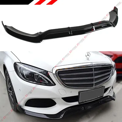 For 2015-18 Mercedes Benz W205 Base C-class Gloss Black 3pc Vip Front Bumper Lip • $75.99