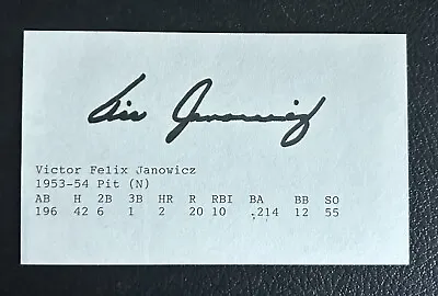 Vic Janowicz  Signed 3x5 Index Card Redskins Pirates Ohio State Heisman • $74.95