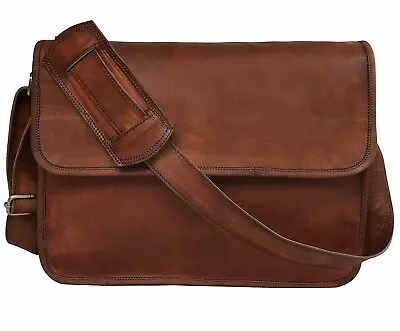 Handmade Half Flap Cross-body Leather Laptop Messenger Bag With Adjustable Strap • $37.38